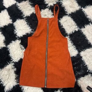 Orange Zip-Front Pinafore Dress
